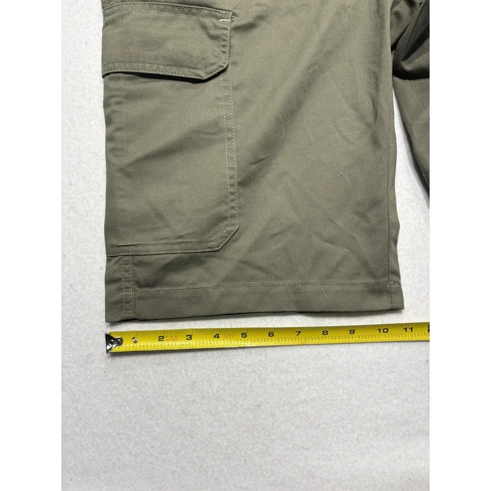 True Religion Mens 32 Green Cargo Shorts Canvas Utility Logo 12in Inseam Outdoor